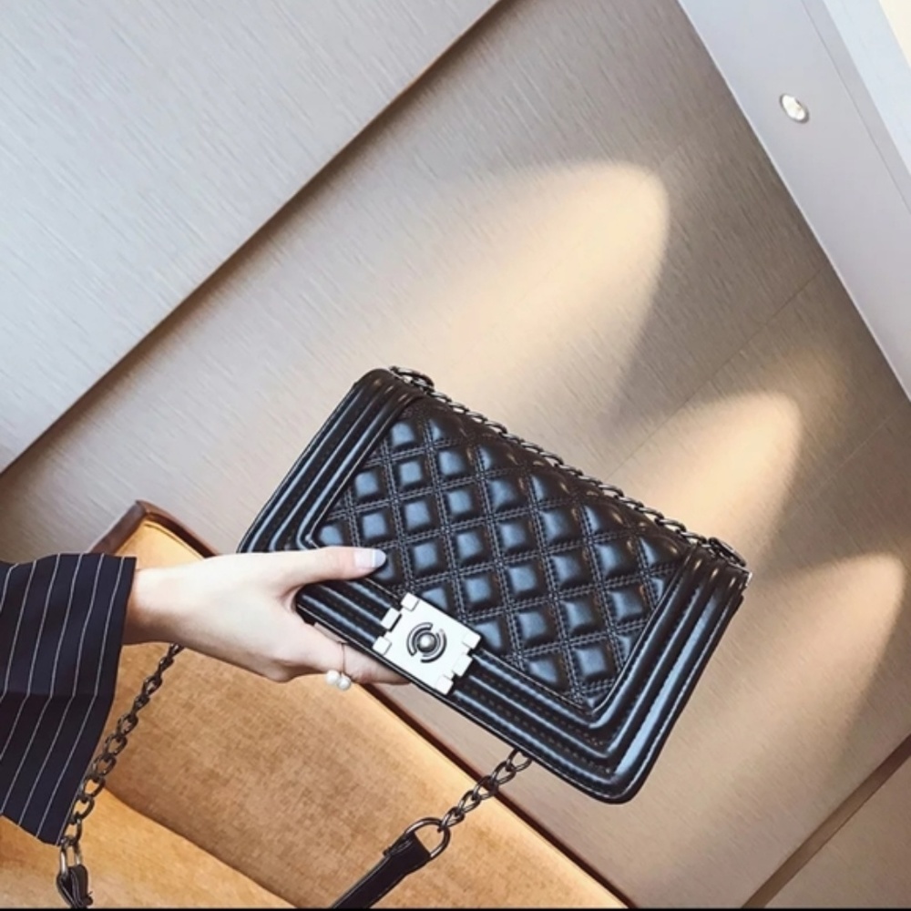 Sale! Black Quilted Leather Shoulder bag